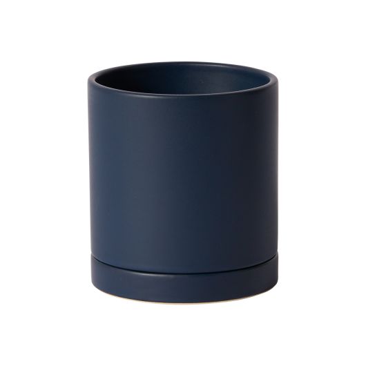 large navy blue plant pot Romey Pot with Saucer 4.25" Pot / Blue